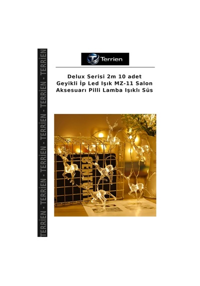 Delux Serisi 2m 10 Adet Geyikli İp Led Işık Mz-11 Salon Aksesuarı Pilli Lamba Işıklı Süs Gün Işığı
