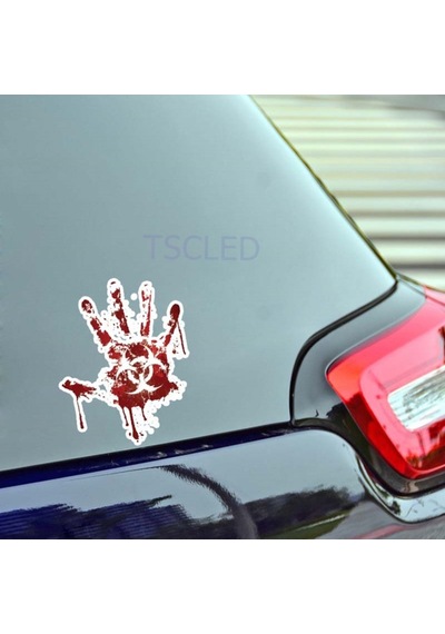 Kanlı El Araba Sticker Yapıştırma