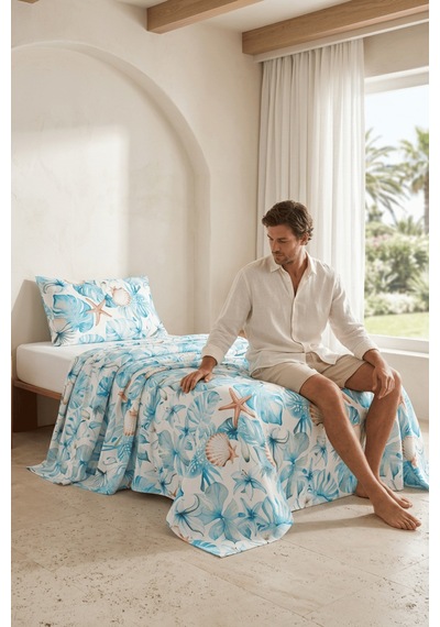 La Notte Sea Marine Tek Kişilik 3 Parça Pike Takımı 160x230 + 100x200 + 50x70 Cm Çok Renkli