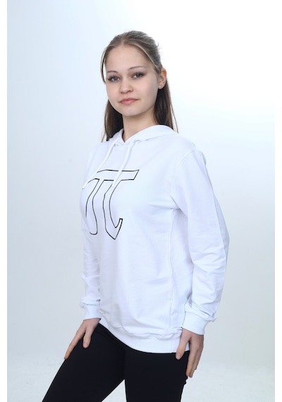 Toontoy Unisex Çocuk Pi Sayı Baskılı Regular Kapüşonlu Sweatshirt Beyaz