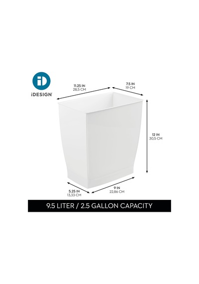 Lexroo White - Mono Wastebasket Trash Can - Rectangular, White Çok Renkli