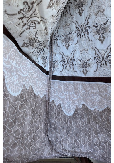 Çift Kişilik Çok Amaçlı Pike, Yazlık Pike, Desenli Pike, Yatak Örtüsü 195x220cm Kahverengi