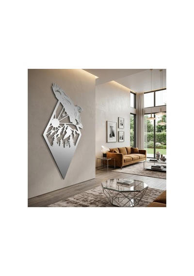 Süzülen Kartal Metal Duvar Tablosu - Metal Duvar Sanatı - Siyah - 25 X 50 Cm