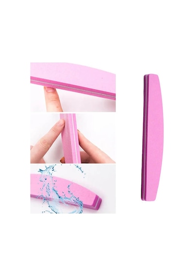 Koodmax Aşınmaya Dayanıklı Kumlu Çift Taraflı Tırnak Törpüsü Yarım Ay 100/180 Pembe