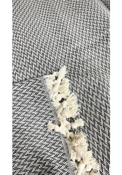 Lunga Vita Başak Desen Dokuma %100 Pamuklu Çok Amaçlı Pike Koltuk Örtüsü 180x230 Siyah