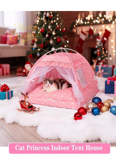 Kedi Prenses İç Mekan Çadır Evi - Kitty Sevimli Çadır İç Mekan, Köpek Evi İç/dış Mekan Mağara Yuvası Kedi, Tavşan Ve Yavru Köpek İçin Küçük Köpek Çadırı S: 39,9 Cm X 39,9 Cm X 36,8 Cm/2,5