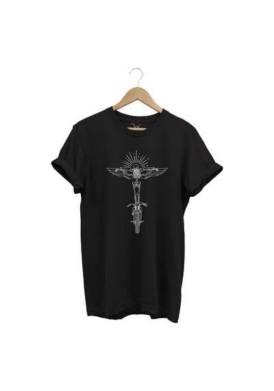 Motorcu Kanat Ve Iskelet Çizgisel Tasarım Baskılı %100 Pamuk Regular Fit Premium Siyah T-shirt Siyah Motorcu Kanat Ve Iskelet Çizgisel Tasarım Baskılı %100 Pamuk Regular Fit Premium Siyah T-shirt Siyah