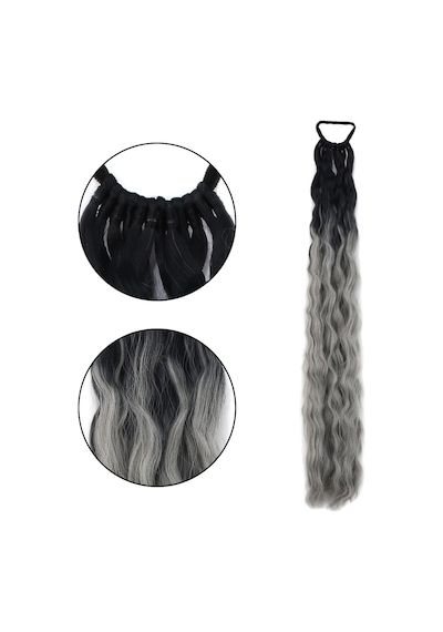 Lastik Tokalı At Kuyruğu Kabarık Afro Dalgalı / Siyah / Gri Ombre - Yqbx-718161 Çok Renkli