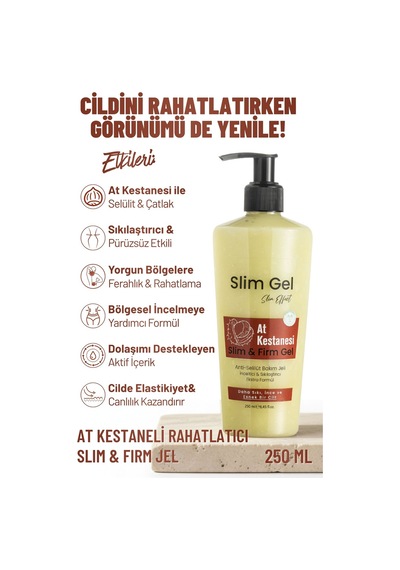 At Kestaneli Sıkılaştırıcı Selülit Karşıtı İncelmeye Destek Rahatlatıcı Slım & Fırm Jel