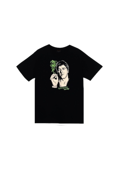 Stoned&Fame Tony Montana Baskılı Unisex %100 Siyah Pamuk T-shirt SIYAH