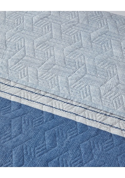 English Home Sleek Stripes Çift Taraflı Tek Kişilik Yatak Örtüsü Takımı Mavi Mavi