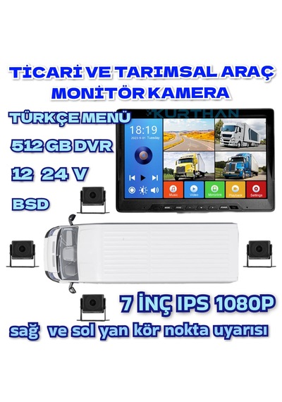 7 İnç 4 Ch Ahd 1080p Ultra Hd 512 Gb Dvr-usb-bsd Monitör Seti 12 - 24 Volt