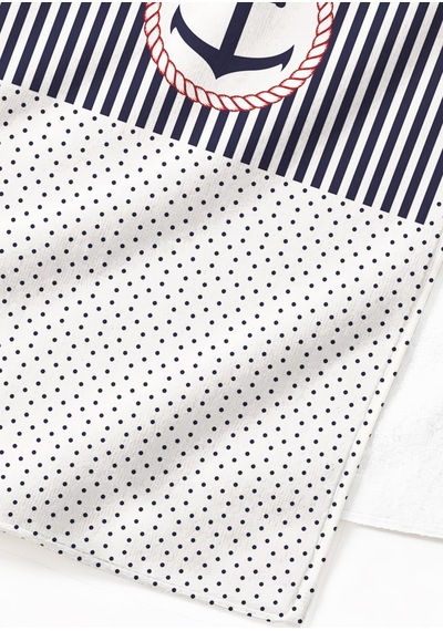 Çapa Marine Çizgili Plaj Havlusu - Lacivert Beyaz Nautical Stil Hızlı Kuruyan Mikrofiber Havlu Örtü Çok Renkli