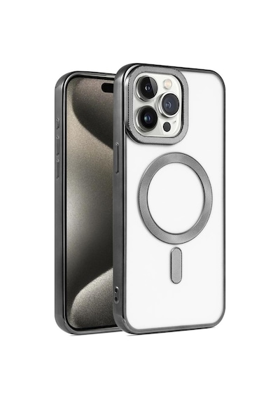 Apple Uyumlu iPhone 15 Pro Max Kılıf Pütür Dizayn Magsafe Şeffaf Krns Case