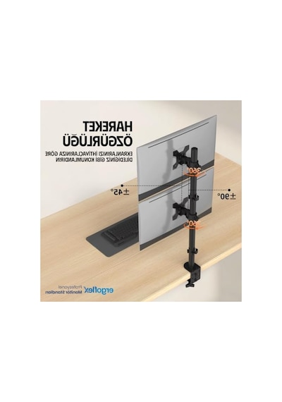 Ergoflex Ef63 Steel Design 2-8 Kg Çift Ekran Asansörlü 13"-32" Desktop Monitör Standı