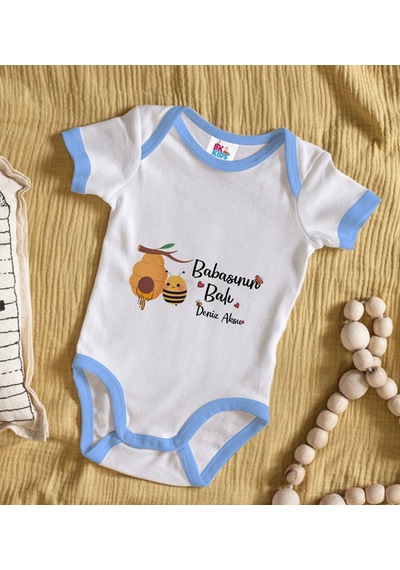 Bk Gift Bk Kids Kişiye Özel Mavi Bebek Body Zıbın - Model 13 12-18 Ay