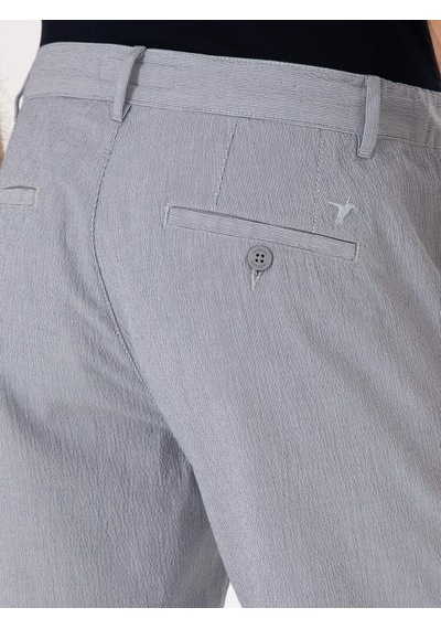 Cacharel Açık Mavi Regular Fit Pamuk Karışımlı Beli Bağcıklı Bermuda Şort Denim