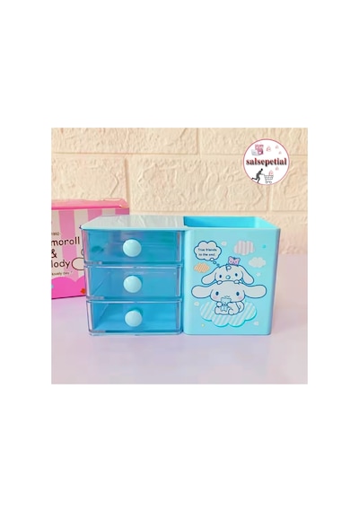 Cinnamoroll Kalem Kutusu Masaüstü Kalemlik Cinnamoroll Çekmeceli Kalem Kutusu Masa Üstü Organizer Turkuaz