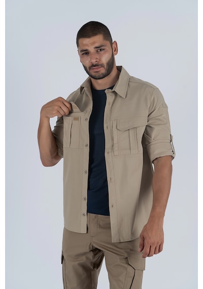 Combat Tactical Taktik Gömlek Fermuar Cepli Koruma Outdoor Gömlek Bej