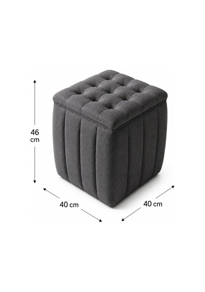Yeni Sezon İthal Belora Kumaş Puf 40x40 Cm Ultra Yumuşak, Lüks Dokulu, Premium Kalite Kare Puf Gri Füme - 908231317 Gri Füme
