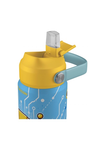 Puccon 540 Ml Robot Baskılı Sarı Erkek Çocuk Pipetli Çelik Termos Matara/suluk - 60066