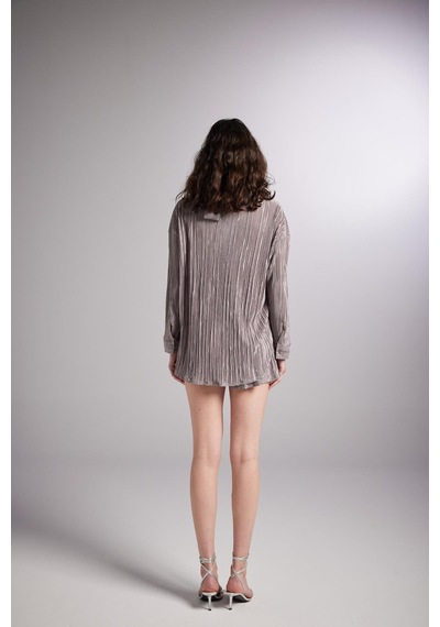 Holly Lolly Düğme Kapamalı Comfy Oversize Gömlek Vizon
