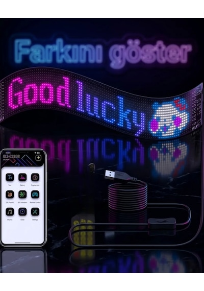16x96 Rgb Led Matrix Panel 60 Cm Esnek Yapı Uygulama Kontrollü Kayan Yazı Ekranı Diğer