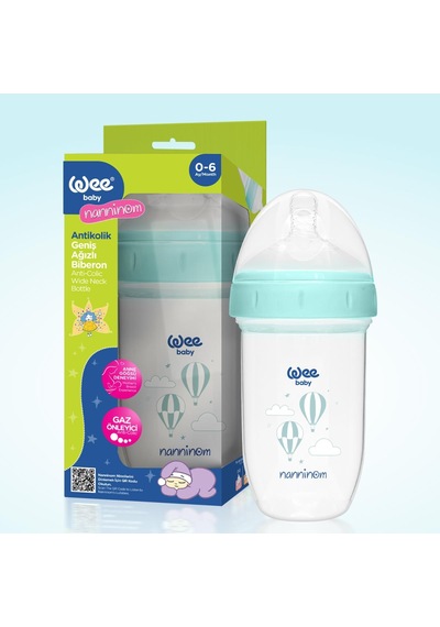 Wee Baby Nanninom Antikolik Geniş Ağızlı Biberon 250 Ml No:2 Biberon Emziği ve Temizleme Seti