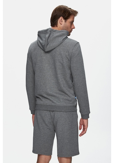 Ucla Hılgard Koyu Gri Kapüşonlu Ve Fermuarlı Baskılı Standard Fit Erkek Sweatshirt Koyu Gri