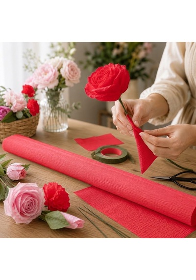 Çiçekçi Krapon Kağıdı 120 G, Kırmızı Yerli Ürün -50 Cm X 200 Cm,