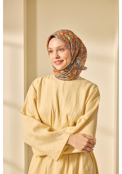 Silk Home Soft Eşarp 73090-03 Taba, İndigo, Sarı, Yeşil