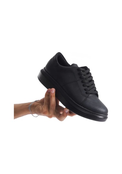 Slw151 Boost Bağcıklı Cilt Erkek Günlük Sneaker Ayakkabı St Siyah Siyah