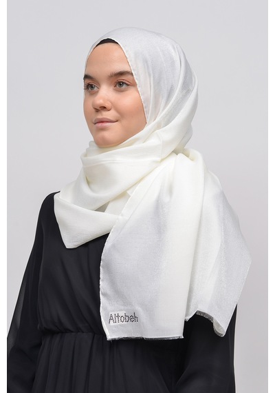 Altobeh Kadın Düz Renk Pırıltı Simli Tesettür Shawl Parlak Abiye Şal - Ekru