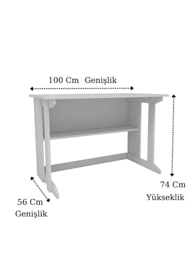 Reyo Home Enda Pillar Kütüphaneli Çalışma Masası 100x56cm Beyaz