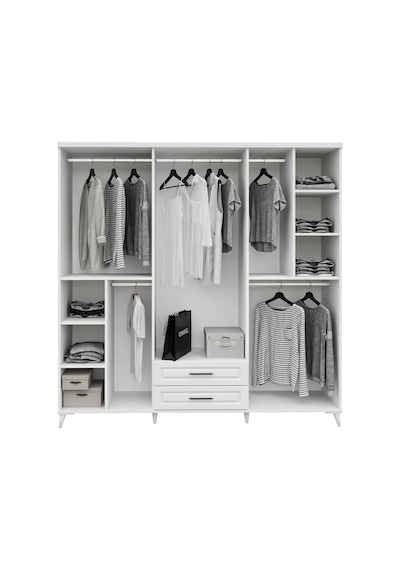 GuneyStore Sanat 6 Kapaklı Komple MDF Beyaz Gardırop GuneyStore Sanat 6 Kapaklı Komple MDF Beyaz Gardırop