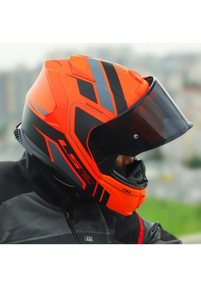 Ls2 Storm 2 Fist Full Face Motosiklet Kaskı Siyah Vizörlü Turuncu - Siyah