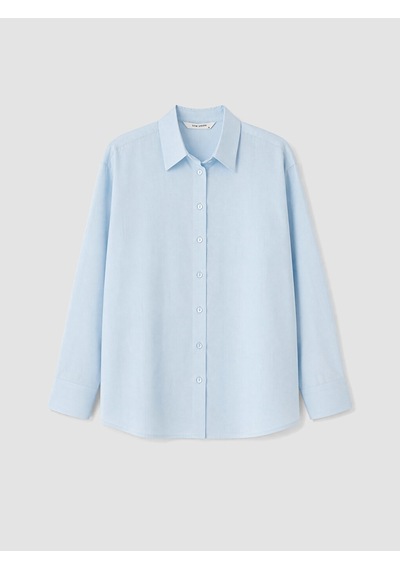 Lcw Vision Mavi Oversize Poplin Kadın Gömlek