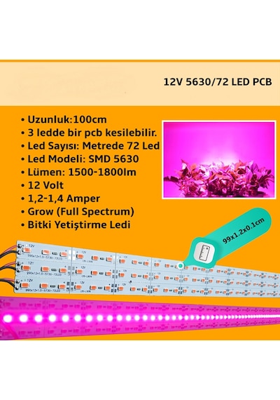 12 Volt Bitki İçin Ledli Led Bar Alüminyum Çubuk 72 Ledli Grow N11.3134 12 Volt Bitki İçin Ledli Led Bar Alüminyum Çubuk 72 Ledli Grow N11.3134