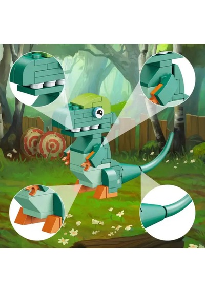 408 Parça 6'sı 1 Arada Dönüşen Dev Dinozor Robot Blok Seti - Eğitici Oyuncak Uyumlu Yapboz Oyuncak