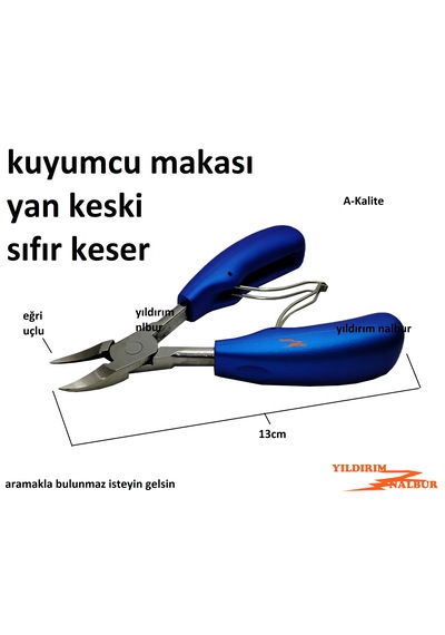 Kuyumcu Makası Lüks Keskin Eğri Uçlu Yan Keski Sıfır Keser Yankes