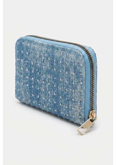 Açık Mavi Denim Taşlı Mini Cüzdan Mg2847