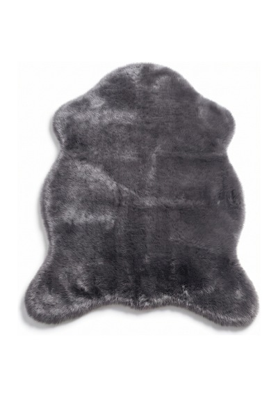 Merplush Peluş Post Halı 100x150 Cm Süet Taban Yumuşak Kürk Görünümlü Yatak Odası Halısı Antrasit Gri