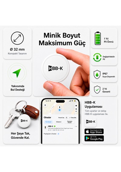 Hapro Tag Apple Uyumlu iOS & Android Airtag Akıllı Gps Siyah Tekli Paket