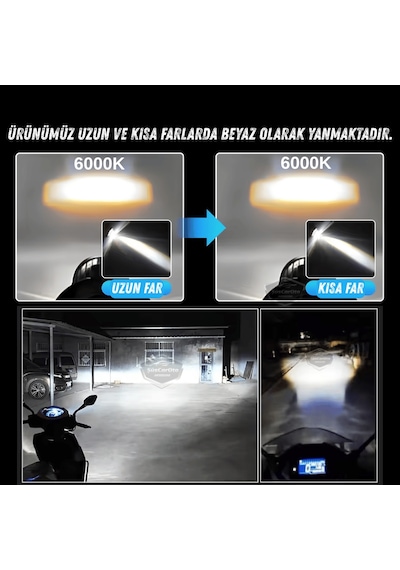 Fiat Tipo 1993-2000 Uyumlu Mercekli Far Ampulü Led Xenon Beyaz Renk Far Şimşek Etkili Csp Led Lamba Uzun Kısa 2 Adet Takım