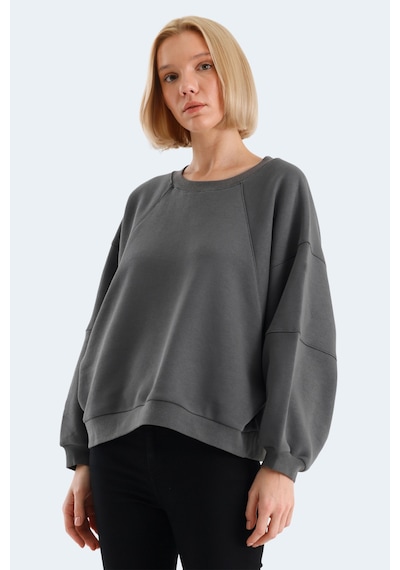 Slazenger Vıa 3 Lü Set Kadın Oversıze Sweatshırt Siyah - Koyu Gri - Petrol