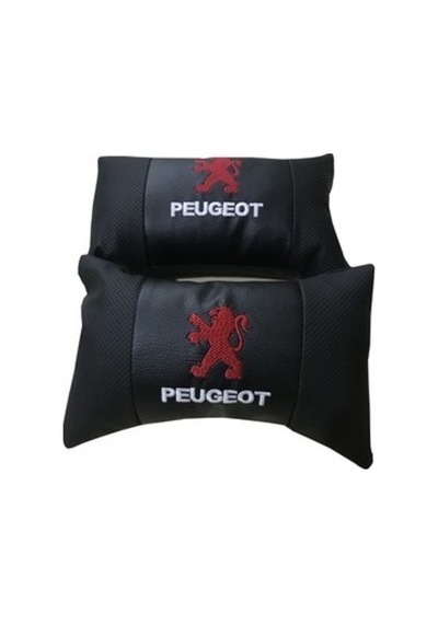 Macha Peugeot Deri Nakışlı Oto Başlık Boyun Yastığı Iki Adet