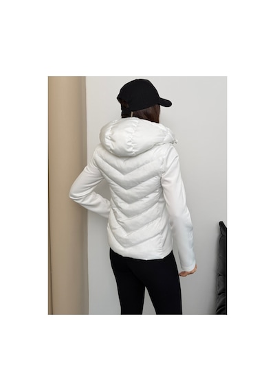 Asur Boutique Asur Butik Kadın Kapşonlu Micro Dolumlu Zr Model Mont Beyaz