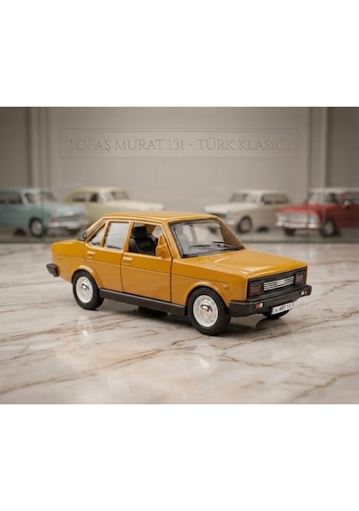 Nostaljik Tofaş Murat 131 Oyuncak Araba Işıklı, Çek-bırak Mekanizmalı Oyuncak Araba Sarı