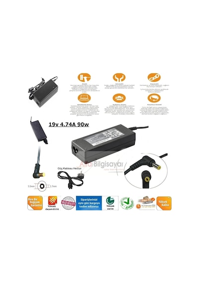 Alfabilgisayar Packard Bell Te69-Cx-330Tk, Te69-Bh-300Tk Adaptör Şarj Cihazı Güç