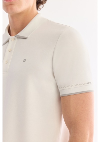 Avva Erkek Ekru Kıvrılmaz Polo Yaka Düğmeli Bi-stretch İnterlok Regular Fit T-shirt A61y1075